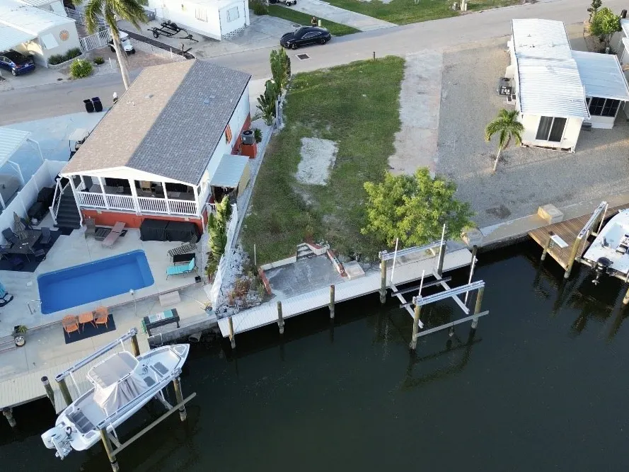 Aerial of the canal frontage and dock