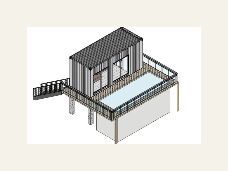 Rendering of the planned rental home with rooftop deck