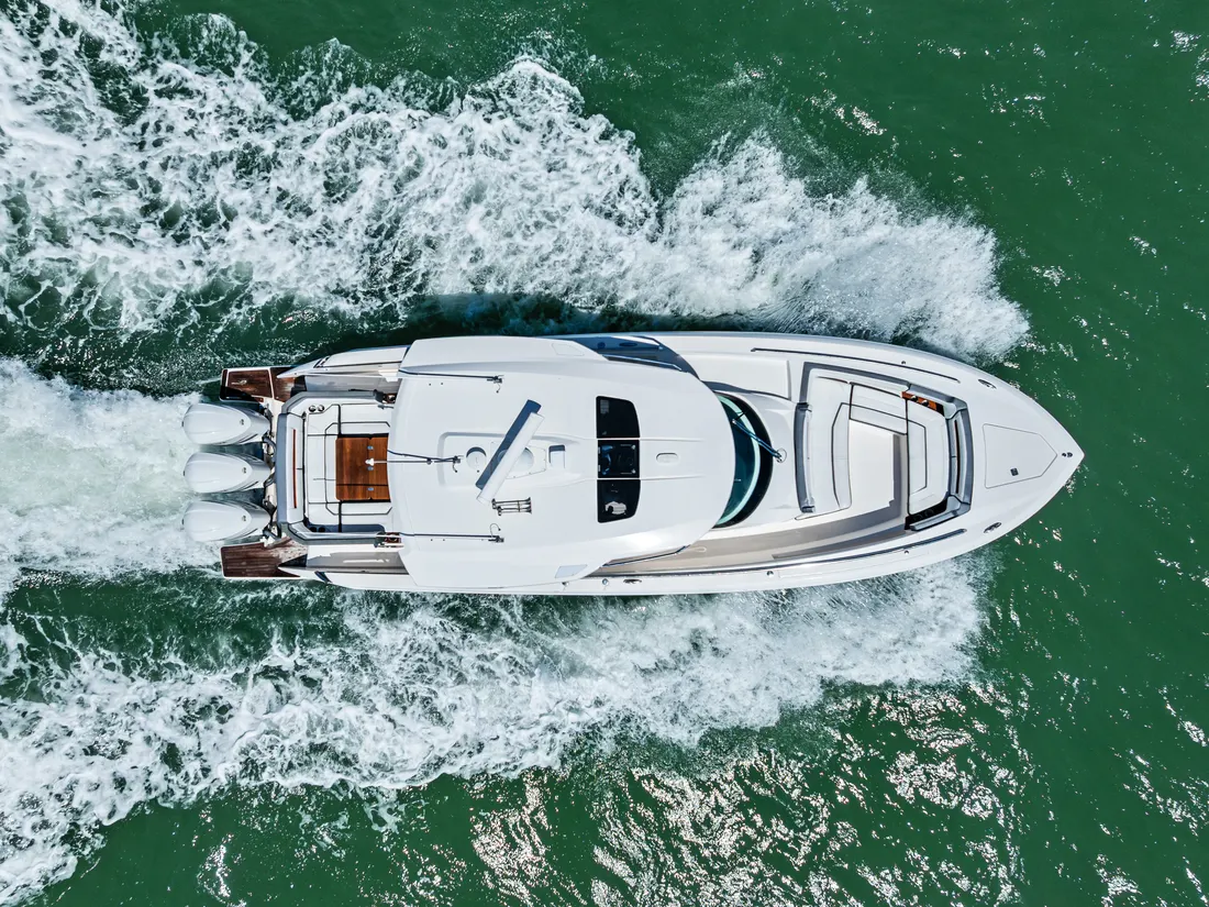 Aerial of the bow and cockpit
